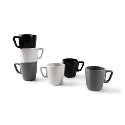 Imagen de Excelsa Eclipse Juego de 6 tazas 230 ml, cerámica, blanco, negro y gris