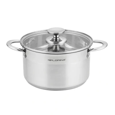 Imagen de FLORINA Olla Acero Inoxidable (3,5 l) I 20 cm de Diámetro Ahorradora Energía FALCON con Tapa Vidrio y Escala Medidora Todos los Tipos Cocinas Apta para Lavavajillas