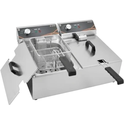 Imagen de DULNICE Freidora Eléctrica Comercial 2 x 3000W 12L de Aceite Acero Inoxidable con 220V 240V Termostato 60 200 C Para Restaurantes