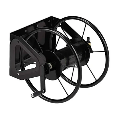Imagen de relaxdays Enrollador de Pared para Manguera, Manivela Manuela, hasta 60m, Acero 41,5 x 54 45 cm, 1 Ud., Negro