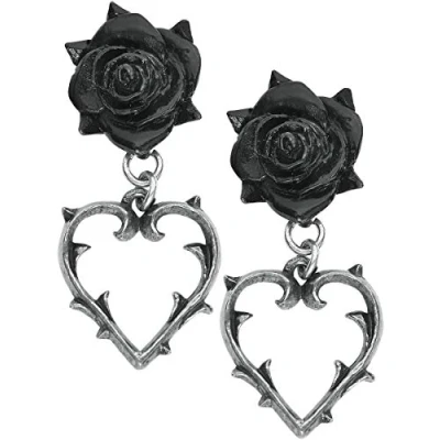 Imagen de Alchemy Gothic Wounded Love Ear Studs Set de Pendientes Negro/Plateado
