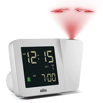 Imagen de Braun Reloj Despertador Digital con radiocontrol Huso horario de Europa Central (DCF) 4 Opciones retroiluminación, Pantalla LCD Negativa, Ajuste rápido, Blanco, Modelo BC15W DCF