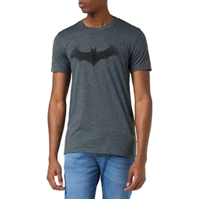 Imagen de DC Comics Batman Bat Logo Camiseta, Gris (Dark Heather Dkh), Large para Hombre