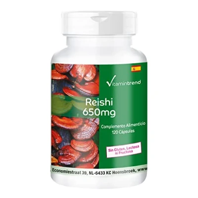 Imagen de Reishi en polvo 650mg 120 cápsulas, adaptógeno, vegano Vitamintrend®
