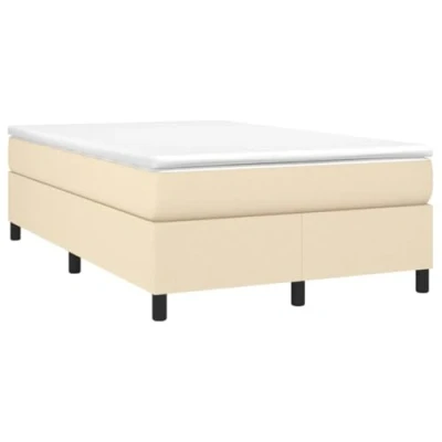 Imagen de vidaXL Estructura de Cama, Somier Matrimonio Listones, Base Cama Tapizada, Mueble para Dormitorio Hogar, Tela Color Crema 120x200 cm