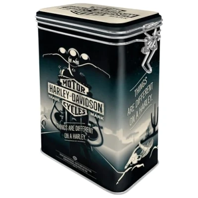 Imagen de Nostalgic Art Caja de café Retro Harley Davidson Different Idea Regalo para Amantes as Motos, Lata con Tapa aromática, Diseño Vintage, 1,3 l