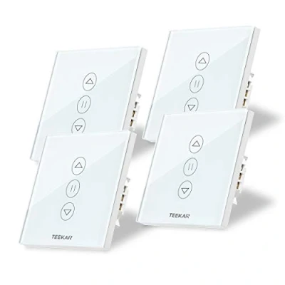 Imagen de TEEKAR [3ª Generación] WiFi Interruptor Persiana, LED Controlable, Compatible Con Alexa Echo Y Google Assistant, De Reloj Obturador Para Motor Tubular 4Pack