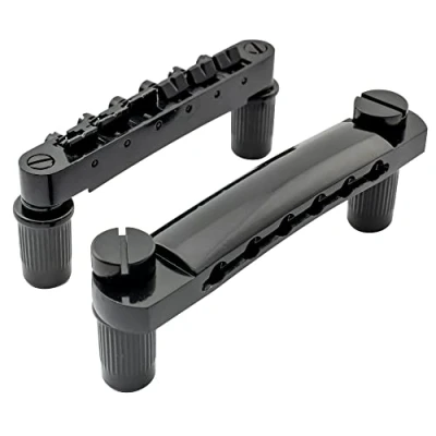 Imagen de Musiclily ABR 1 Tune O Matic Puente y Cordal Stop Bar Tailpiece Set con Postes M8 para Guitarra Eléctrica Epiphone Les Paul, Negro