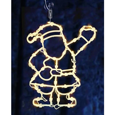 Imagen de Spetebo Silueta de ventana led XXL 46 x 38 cm con diseño Papá Noel, luz clara y acogedora, imagen para ventosa batería alimentada temporizador dual