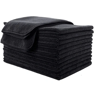Imagen de Polyte Toalla de Microfibra antipelusa para el Cabello Secado rápido Profesional 40,6 x 73,7 cm Pack 12 (Negra)