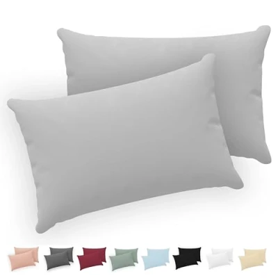 Imagen de Twinzen® Funda Almohada 40x70 (Juego de 2) Gris 100% Algodon Jersey Cojin para Cama Protector con Cremallera