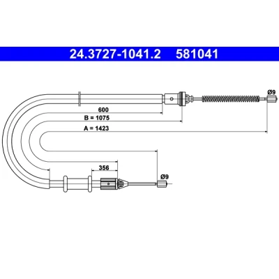 Imagen de ATE 24.3727 1041.2 Cable de Freno Mano 1423 RENAULT: Kangoo I, I Express