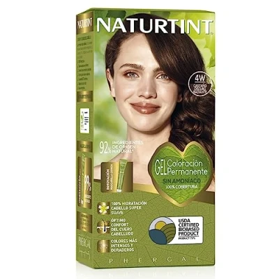Imagen de NATURTINT Biobased Coloración Permanente Sin Amoniaco 100% Cobertura de Canas Tinte para el Cabello Ingredientes Naturales Color Intenso y Duradero 4W Castaño Oscuro Radiante 170ml