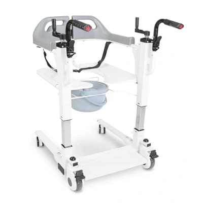 Imagen de KMINA Silla Transferencia Ancianos o Pacientes (Asiento Elevable hasta 58 cm), de Baño para Mayores con Ruedas, Elevadora Traslado Ancha No apta ducha