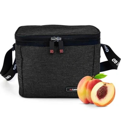 Imagen de IRIS BARCELONA On The Go Lunch Bag, Bolsa Térmica Porta Alimentos 23 x 14 17 cm 4 l Negro Jaspeado