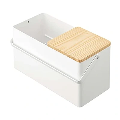 Imagen de Yamazaki 5453 Tower Caja de Maquillaje, Blanco, Acero/Madera/Espejo/Resina ABS, Minimalista, 31 x 15 15.7 cm