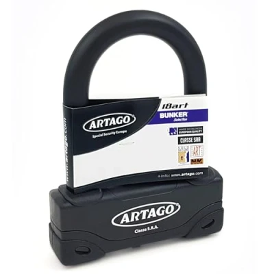 Imagen de Artago 18ART120 Candado U Moto Alta Gama Homologado SRA, Sold Secure Gold, ART4, BUNKER SELECTION, Acero Endurecido ø18mm, Doble Cierre MRT Blindado, 85x120mm, Máxima Seguridad Antirrobo Motocicleta