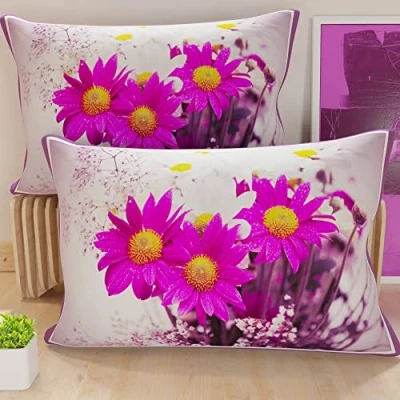 Imagen de PETTI Artigiani Italiani Par de fundas cojín microfibra 145 x 40 cm, para decoración dormitorio, sofá, salón, juego 2 cojín, funda almohada floral violeta 2, 100% Made in