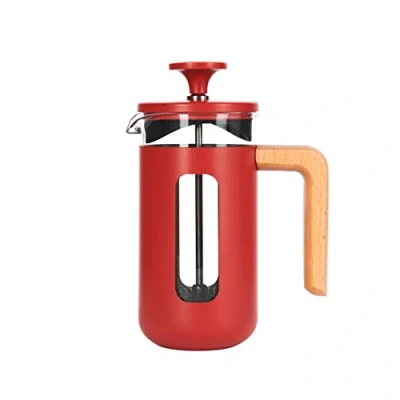 Imagen de La Cafetière Pisa Cafetera de acero inoxidable, 3 tazas, color rojo, en caja regalo