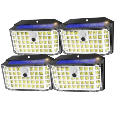 Imagen de Haokiang 4 Pack luces solares exterior 2000LM IP65 270 3 Modes focos led luz solar jardin con sensor de movimiento [Clase energética A]