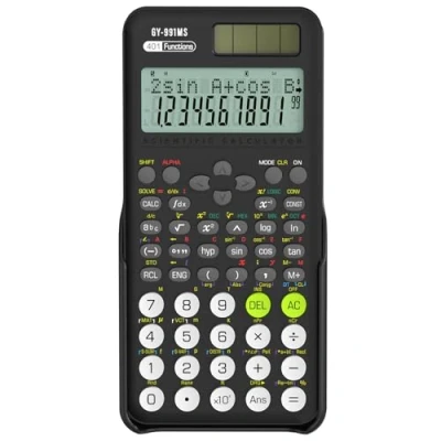 Imagen de calculadora científica para Estudiantes, 991 MS Suministros de Escuela Media y preparatoria con Cubierta (Negro)