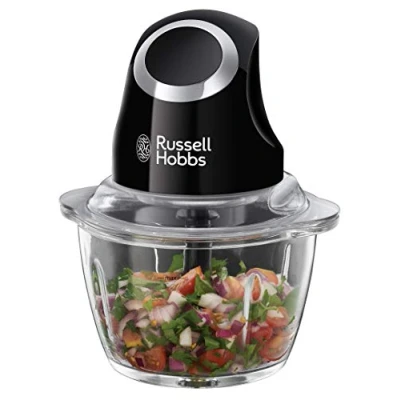 Imagen de Russell Hobbs Picadora de Alimentos Matte Black Eléctrica, Cuchillas Acero Inoxidable, Accesorios Aptos para Lavavajillas, Manejo con 1 Único Botón, Capacidad 500 ml, Negro 24662 56