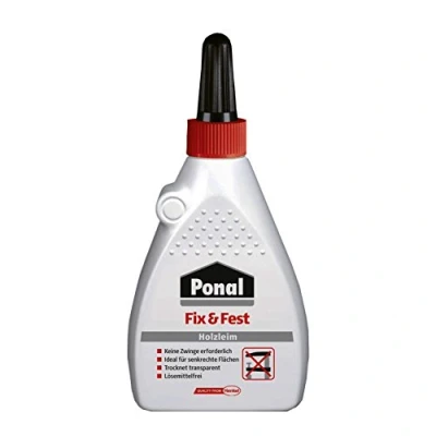 Imagen de Ponal Fix &amp; Fest cola para madera, 100 g de adhesivo inmediato, transparente madera uso en interiores, sin disolventes ideal superficies verticales