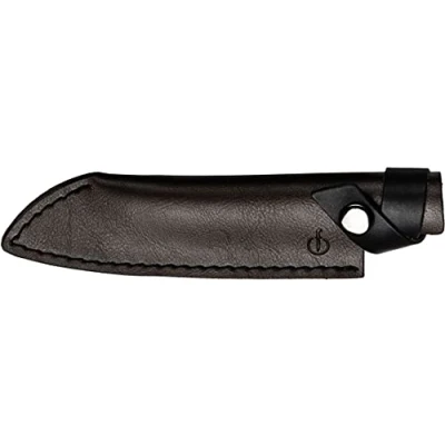 Imagen de Forged Protector de cuchilla, cuchillo Santoku 14 cm, piel marrón, con cierre botón a presión