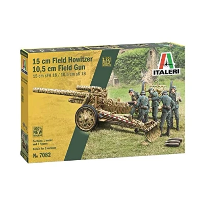 Imagen de Italeri Caballo 7082 1:72 15cm FieldHowitzer/ 10,5cm FieldGun, Modelo de Suelo, Hobby, Pegado, Kit plástico, detallado, Multicolor