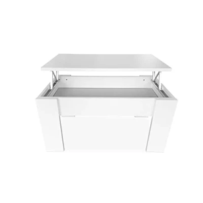 Imagen de mattfy Mesa de Centro para el Café/Té, Elevable, Mesita Salón o Comedor, Color Blanco, Medidas: 90 cm (Ancho) x 50 (Fondo) 46/57 (Alto)