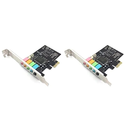 Imagen de KVSERT tarjeta de sonido interna 2X 5.1 para con soporte perfil bajo, 3D estéreo PCI E, chip 32/64 bit