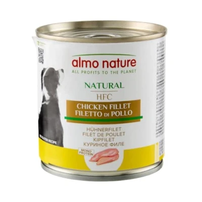 Imagen de almo nature Comida Húmeda para Perros Natural de Pollo (12 latas x 280 g). Alimento Monoproteíco Enlatado HFC Cuisine. Snack Complementario sin Gluten.