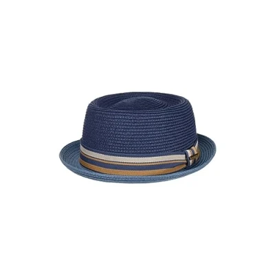 Imagen de Stetson Sombrero de Paja Licano Toyo Pork Pie Mujer/Hombre Playa Sol con Forro, Banda Grosgrain Verano Primavera/Verano XL (60 61 cm) Azul
