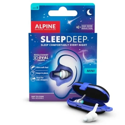 Imagen de Alpine SleepDeep Tapones de Oídos para Dormir sin Ruido. Antiruido Ovalados 3D con Gel Supresor Filtros Suaves Lado. Reducen el Sonido los Ronquidos.