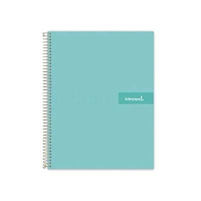 Imagen de Cuaderno espiral liderpapel a4 crafty tapa forrada 80h 90 gr cuadro 4mm con margen color turquesa