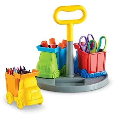 Imagen de Learning Resources Centro organizador infantil Create a Space con recipientes en forma de camiones, para el cuarto juegos, aula escolar, 6 piezas, 3, LER3715