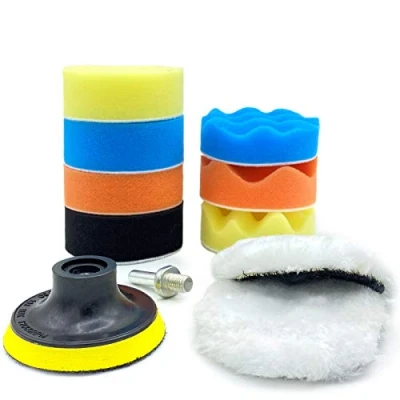 Imagen de ZCENTER Esponja de Pulido para automóvil 11 Piezas, pulir Coche, Adaptador Accesorio Taladro Pulidora Lana Kit Encerado el Coche Lijado (3 Pulgadas)
