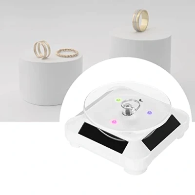 Imagen de TMISHION Soporte de ExhibicióN Giratorio Solar, 2 colores bandeja giratoria la placa luz 360 del escaparate solar(White)