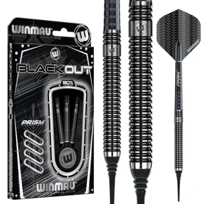 Imagen de WINMAU Blackout Set de Dardos tungsteno Softip 18 Gramos con Vuelos and Ejes (Tallos)