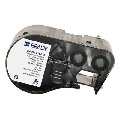 Imagen de Brady Cinta de poliolefina termorretráctil para impresoras Etiquetas BMP41/BMP51/BMP53/M511 80 adhesivas Negro sobre blanco (19,05 mm (an) x 16,38 (al)) M4 375 075 342