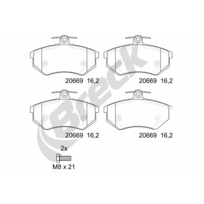 Imagen de BRECK 20669 00 701 Juego de pastillas freno preparado para indicador desgaste VOLKSWAGEN: GOLF 3, 2, 3 Variant, SEAT: Ibiza 2