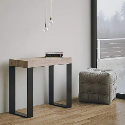 Imagen de Itamoby, Consola Extensible Tecno Small, Roble &amp; Antracita, Madera, L.90 x H.77 P.40 (Extensible a 196 cm)
