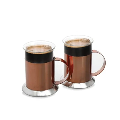 Imagen de La Cafetière Juego De 2 Tazas Café, Acero Inoxidable, Efecto Cobre