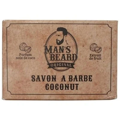 Imagen de Man &#039;s Beard Jabón de coco exfoliante con leche cabra alpina para un crecimiento homogéneo la barba, fabricación francesa