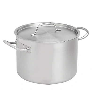 Imagen de Amazon Basics Olla de acero inoxidable con revestimiento aluminio y tapa, 9,5 l, Plateado(Anteriormente Marca AmazonCommercial)