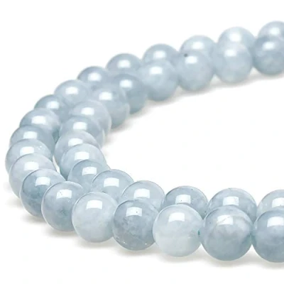 Imagen de MJDCB 8mm 43 piezas Cuentas de Piedra Aguamarina Redondas Sueltas Piedras Semipreciosas Azul Naturales para Hacer Joyas Pulseras Collares