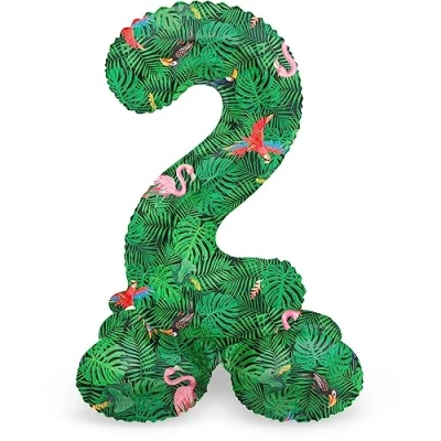 Imagen de Folat 63942 Globo de Aluminio Número Figura 2 Jungle Vibe Verde 72 cm decoración globos para cumpleaños, aniversario (no se necesita helio)
