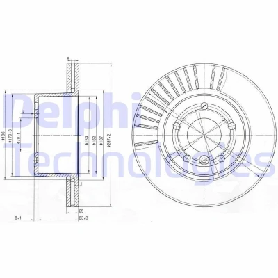Imagen de DELPHI BG3737C Disco de freno 297 25 5 ventilado revestido sin procesar cojinete rueda, anillo sensor ABS LAND ROVER: Discovery 2