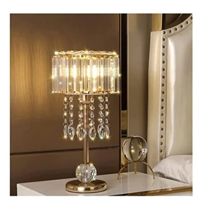 Imagen de Lampara De Mesa Mesita Noche Lámpara Cristal Con Control Táctil Decorativa Pantalla Elegante Para Sala Estar Dormitorio