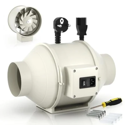 Imagen de FanGoFast Extractor de Aire 100 mm con Controlador Ajustable, 230V En Línea Ventilador Conducto enchufe IEC para Baño, Booster, tienda cultivo, Garage, Cucina
